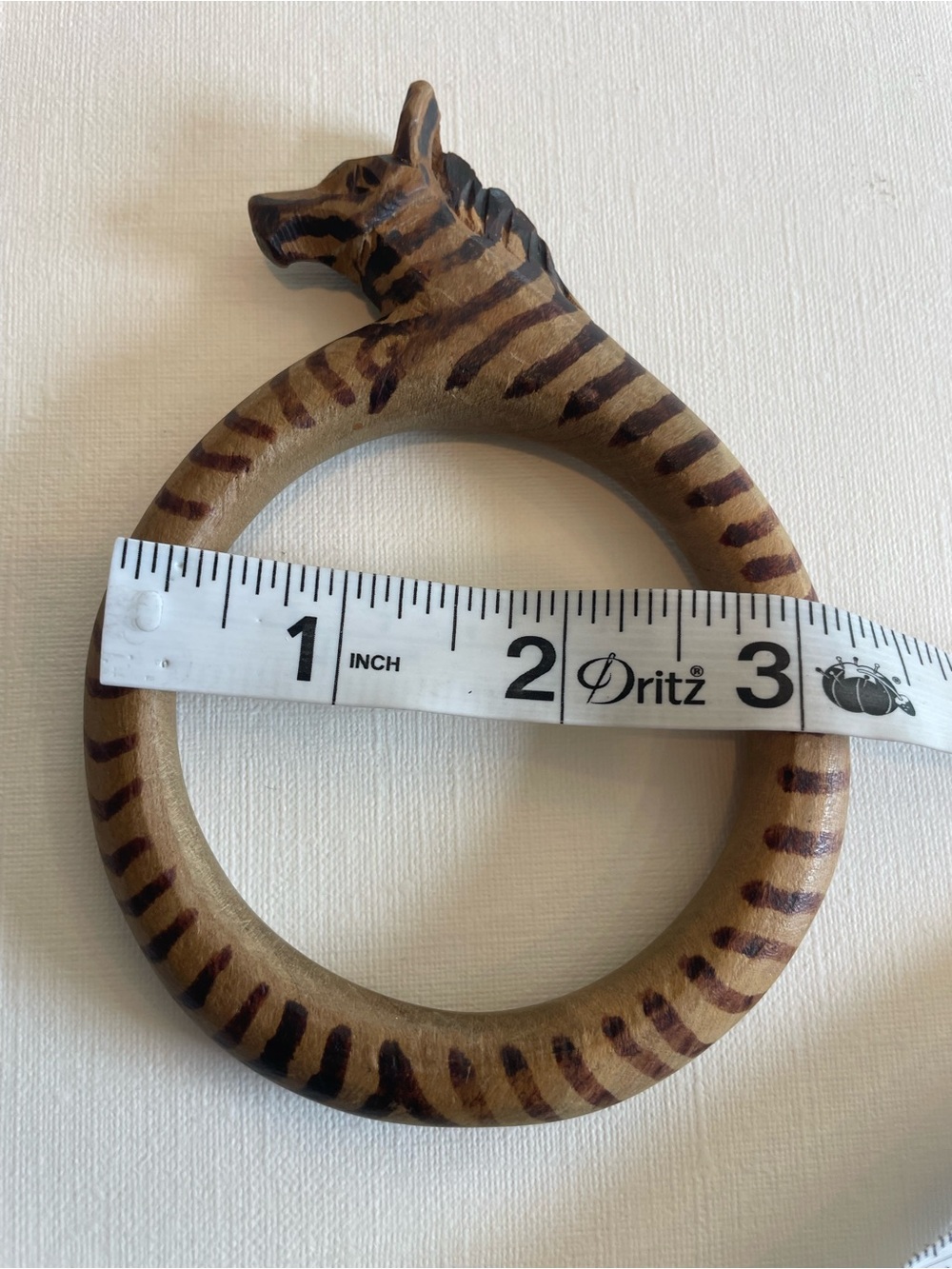 Unique Handcrafted wooden Zebra-Pattern Accessory bangle - Picture 6 of 7